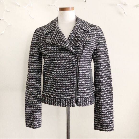 New Tory Burch Raffia Knit Tweed Moto jacket NWT - Picture 2 of 8